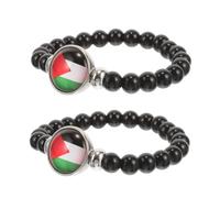 CIMAXIC 2pcs Palestine Flag Beaded Wristlet Unisex Stylish Patriot Bracelet Lightweight Versatile Accessory for Men and Women for Fashion Statement and Everyday Wear