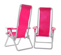 CIMAXIC 2pcs Portable Deck Chair Mini Folding Beach Lounger Reclining Function for Decor