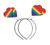 CIMAXIC 2pcs Rainbow Heart Headband Gay Pride Accessories for Lgbtq Pride Month Festival Headdresses for Women Men