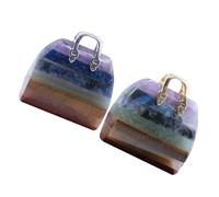 CIMAXIC 2pcs Simulated Handbag Ornaments Miniature Geometric Handbag Statue Natural Stone Bag Figurines Indoor Garden Decor Living Home Decoration