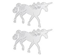 CIMAXIC 2pcs Unicorn Metal Cutting Dies Stencil for DIY Scrapbook and Card Making, Silver Carbon Steel Embossing Dies, Cultivating Hands-on Ability and Photo Frame Making