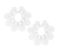CIMAXIC 2pcs White Floral Embroidered Hollow Out Lace Collar Applique, 3D Water-Soluble Lace Neckline Trim for DIY Sewing Crafts and Garment Decoration