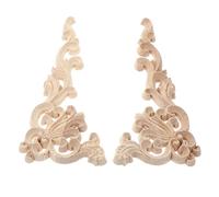 CIMAXIC 2pcs Wooden Carving Decals for Home Decor, Paintable and Glueable Khaki Wood Appliques, Elegant and Refined Decorative Embellishments for Windows and Walls