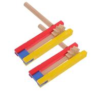 CIMAXIC 2pcs Wooden Castanet Long Handle Music Education Toy for Boys and Girls Self-rotating Ratchet Noise Maker