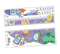 CIMAXIC 2sheets Self-Adhesive Space Astronaut Wall Sticker for Boys and Girls Decor Growth Height Chart Wall Decal Fun Creative Decor Sticker Solar System Theme