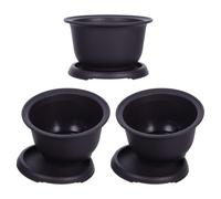CIMAXIC 3 Sets Black Pp Bonsai Pots and Trays with Elegant Shape, Versatile Use and Resistant to Deformation, for Succulent Plants and Small Plants Indoor Home Decor