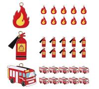 CIMAXIC 30pcs Firefighter Keychain - Mini Fire Truck, Flame, Fire Extinguisher Pendant Accessories - Fireman Themed Charms for Birthday Party Favors Decorations