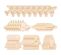 CIMAXIC 32pcs Wooden Slices Rocket and Planet Cutouts for DIY Crafts, Outer Space Themed Creative Design, Cultivate Creativity and Imagination, for Crafting and Party Decorations