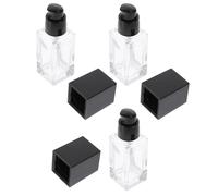 CIMAXIC 3pcs 30ml Square Glass Refillable Pump Bottles for Travel and Bathroom Use, Leak-proof Black Empty Liquid Dispenser Containers, Suitable for Shampoo and Liquid Soaps