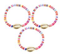 CIMAXIC 3pcs Hawaii Colorful Bracelets Hand-woven Shell Bracelets Soft Pottery Material Strong and Eye-catching Decorative Jewelry Accessories for Travel Souvenirs