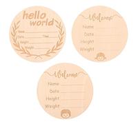 CIMAXIC 3pcs Public Sign Wooden Milestone Cards Birth Announcement Signs for Month Newborn Milestone Cards for Nursery