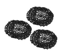 CIMAXIC 3pcs Women’s Soft Polyester Crochet Hair Nets Black, Handmade Mesh Sleeping Caps for Nighttime Hair Protection and Ballet Bun Styling