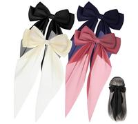 CIMAXIC 4 Pcs Large Bow Hair Clips Multi-functional Long Hair Accessories for Women Cute French Style Barrettes for Ponytails Braids Updos Suitable for Weddings Parties Everyday Use