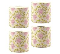CIMAXIC 4 Rolls Rose Print Toilet Paper Rolls Natural Bamboo Pulp Material Floral Pattern Bathroom Toilet Tissue for Home and Holiday Use