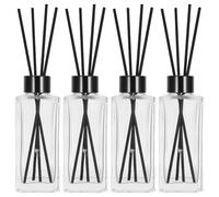 CIMAXIC 4 Sets Room Scent Diffuser with Sticks Glass Vessel for Home Fragrance, Empty Clear Oil Diffuser Bottles for Bathroom or Bedroom