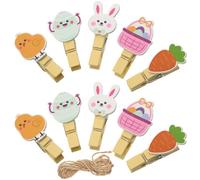 CIMAXIC 40pcs Mini Wooden Clothes Pin Clip Easter Clothespins Assorted Color Sturdy Not Easy to Deform for Offices and Living Rooms Easter Party Decorations