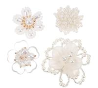 CIMAXIC 4pcs DIY Crystal Flower Cloth Beading Accessories, Stylish Beaded Appliques that Can Be Glued Or Hand Sewn, for Dress Neckline Decoration and Clothing Embellishment