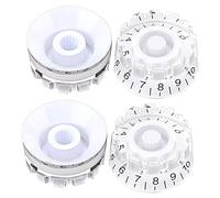 CIMAXIC 4pcs Electric Guitar Parts Replacement Volume Knobs for Guitar Bass Potentiometer Plastic Knob Hats White Black Letters