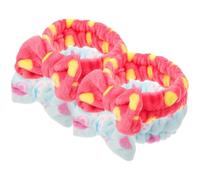CIMAXIC 4Pcs Plush Bowknot Spa Headbands for, Coral Fleece Face Washing Headband Set with Deep Pink Polka Dot and Stripes, Soft Skincare Hair Bands for Makeup and Facial Care