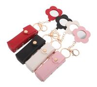 CIMAXIC 4pcs Potable Lipstick Holder Key Chain with Mirror, Lipstick Keychain, Lip Balm Organizer Holder, Small Travel Makeup Storage Case for Women Girls 4 Colors