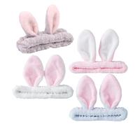 CIMAXIC 4pcs Rabbit Ear Hairbands Washing Face Headbands Lint Cloth Material Sweet Lovely Style Hold Hair Well without Skin Hurting Girl Makeup Headbands Home Use Face Washing