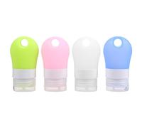 CIMAXIC 4pcs Silicone Reusable Travel Bottles with Hanging Portable Cosmetic Dispenser Leakproof Containers for Home and Travel in Pink Green Blue White