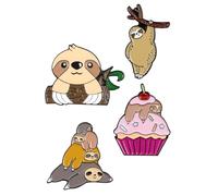 CIMAXIC 4pcs Sloth Brooches Creative Alloy Lapel Pins Stylish Cartoon Animal Shape Funny Chic Accessories for Daily Life and Parties
