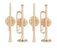 CIMAXIC 4pcs Unique Musical Instrument Brooch, Alloy Music Lover Badge, Vintage Trumpet & Flute Lapel Pin for Musician, Band, Concert Accessory