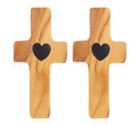 CIMAXIC 4PCS Wooden Cross Fidget: Small Cross My Heart for Pocket Prayers - Hand Prayer - Pocket Christian Present for Adults Women and Fidget Toys