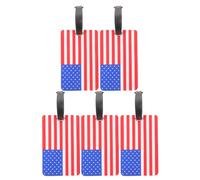 CIMAXIC 5PCS American Flag Luggage Tags - Suitcase Label, Bus Card/Name Card Sleeves - Bag Identifier with Strap - Independence/Memorial Day Accessories