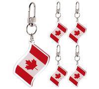 CIMAXIC 5pcs Canada Maple Leaf Key Chain: Canadian Flag Mini Keyring Charm for Travel - Fall Festival Party Favors Great Canada Gift for Men and Women