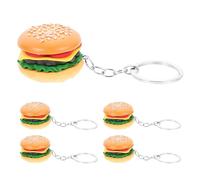 CIMAXIC 5pcs Cute Burger Keychain, Artificial Food Shaped Key Ornament, Small Cheeseburger Charm Pendant, Keyring For Birthday Back To School Party Favors