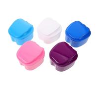 CIMAXIC 5pcs Denture Soaking Case False Teeth Cleaning Box Portable Compact Storage Pp Material with Strainer Basket on The Go Use