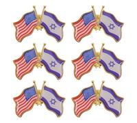 CIMAXIC 6pcs American Flag Lapel Pin - Israeli and US Flag Brooch Pin - Metal Emblem for Men’S Suits Business Meetings and National Holidays