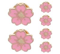 CIMAXIC 6PCS Cherry Blossom Brooch Pin - Floral Lapel Pin for Jackets Hat Sweater Dresses - Japanese Enamel Blossom Badge - Bridesmaid Wedding Accessory