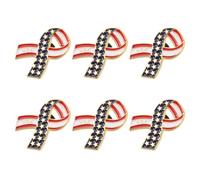 CIMAXIC 6pcs Patriotic Usa Flag Ribbon Lapel Pins for Independence Day and Memorial Day, Sturdy Alloy Material with Metal Stamping Technology, Star and Ribbon Shape Brooches for Family