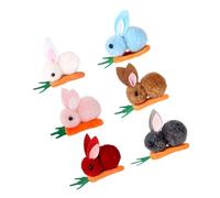 CIMAXIC 6pcs Plush Bunny Carrot Hair Clips Mini Decorative Hair Accessories for Easter Soft Felt in White Pink Red Grey Brown Blue