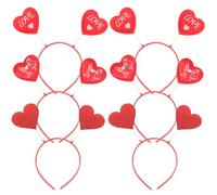 CIMAXIC 6pcs Red Heart-shaped Sequin Headbands for Women Adults, Valentine's Day and Christmas Party Hair Hoops, Festival Headpiece Hair Accessories, Assorted style and Pattern