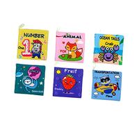 CIMAXIC 6pcs Sensory Books for Toddlers Interactive Cloth Books Animals and Fruits for Baby Early Education