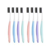 CIMAXIC 8pcs Bamboo Charcoal Toothbrush with Soft Bristles and Ergonomic Design, Pp and Rubber Material for Effective Cleansing and Brightening Teeth, for Home Oral Care Random Color
