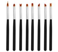 CIMAXIC 8pcs Nail Art Brush Set with 8 Nylon Brushes for Drawing Patterns and Creating Waves for DIY Nail Art Starter at Home Use in Black
