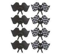 CIMAXIC 8pcs Racing Checkered Flag Brooch, Black White Checkerboard Lapel Pins, Racing Flag Badge Pins, Novelty Cross Race Car Brooch for Coat Outfit Decor
