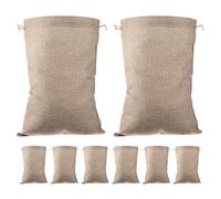 CIMAXIC 8pcs Reusable Burlap Garlic Bag Drawstring Pouches for Vegetable Storage, Sturdy and Tear-Resistant Khaki Potato Bags Suitable for Home and Outdoor Use