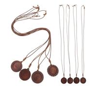 CIMAXIC 8pcs Wood Bezel Tray round Pendant Blanks for DIY Projects, Skinfriendly Adjustable Pendant Chain, Vintage Classical Style, for Festive Moments and Jewelry Making