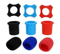 CIMAXIC 9pcs Microphone Covers Kit Black Red Mic Sleeves for Wind Protection Spitting Prevention Ktv Supplies