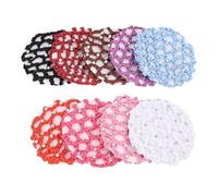 CIMAXIC 9PCS Rhinestone Elastic Bun Covers for Women Handmade Lightweight Hair Nets in Colors Comfortable Reusable Hair Accessories for Stylish Messy Buns and Professional Looks