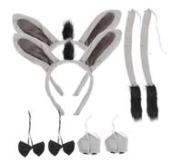 CIMAXIC Adorable Donkey Costume Kit 2 Sets 8 Pieces Includes Donkey Ears Headband Bowtie Nose Tail for Boys and Girls Parties and Cosplay Events