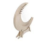 CIMAXIC Beginner Lyre Harp 7-string Wooden Instrument Crescent Moon Base Portable Metal String Harp for Diy Music Creation