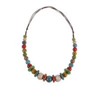 CIMAXIC Bohemian Ceramic Bead Necklace, Colorful Round Handcrafted Boho Style Pendant Necklace, Fashion Jewelry Wear and Party for Her