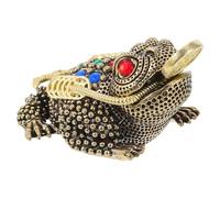 CIMAXIC Brass Hollow Three-legged Toad Figurine Small 7.2x4.4x3.3cm Copper Craft Wealth Frog Desktop Ornament for Office and Living Room Feng Shui Decoration